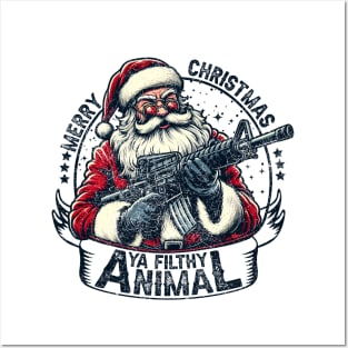Funny Merry Christmas Ya Filthy Animal ,Christmas shirt ,Winter sign ,Holiday quote ,Retro Christmas cut file Posters and Art